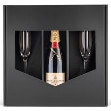 coffret valisette champagne avec 2 flûtes